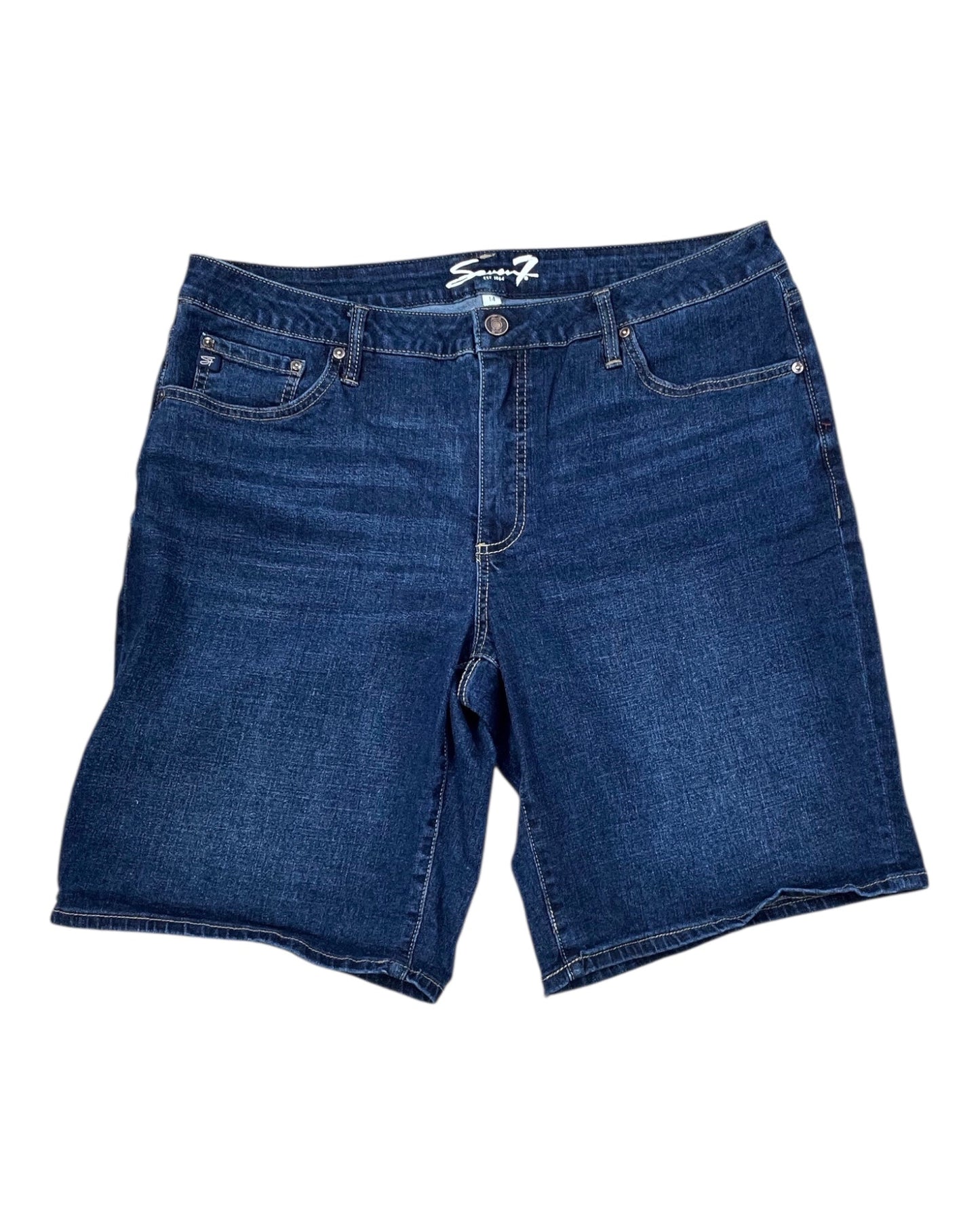 Shorts By Seven 7 In Blue Denim, Size:14