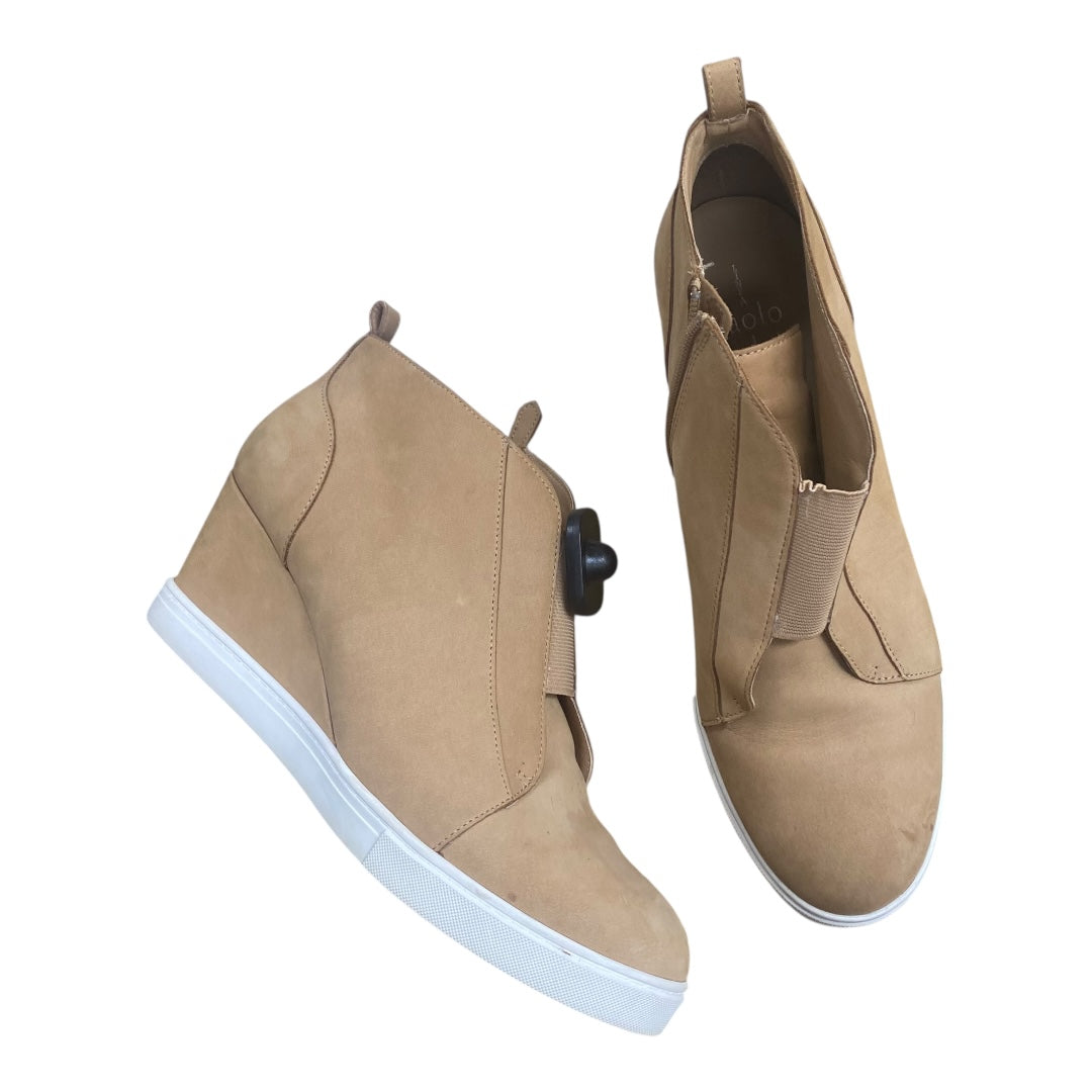 Shoes Sneakers By Linea Paolo In Tan & White, Size:10