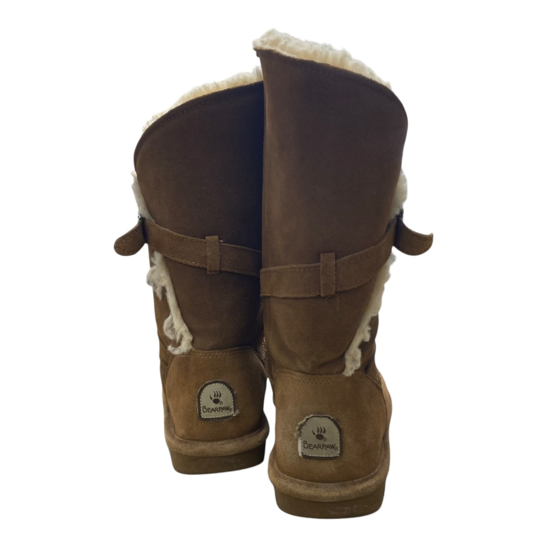 Boots Mid-Calf Flats By Bearpaw In Brown, Size:9
