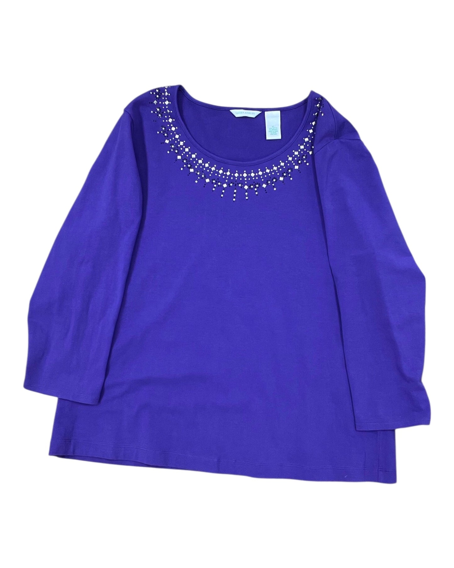 Top Ls By Laura Ashley In Purple, Size:Xl
