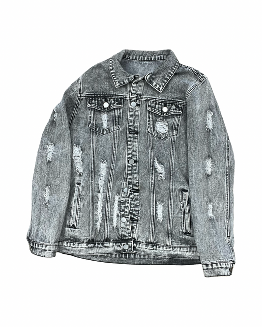 Jacket Denim By Clothes Mentor In Black Denim, Size:L