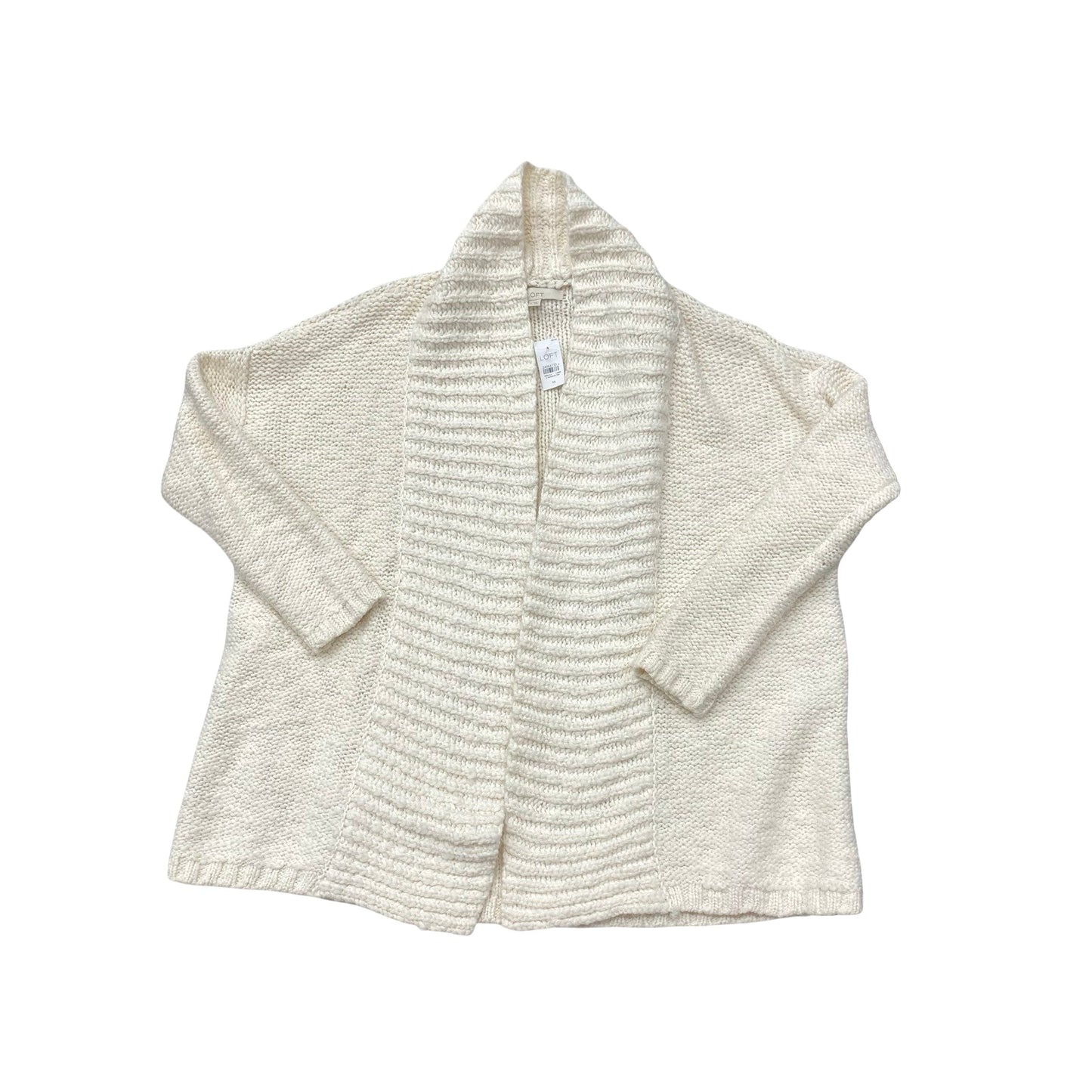 Sweater Cardigan By Loft In Cream, Size:M