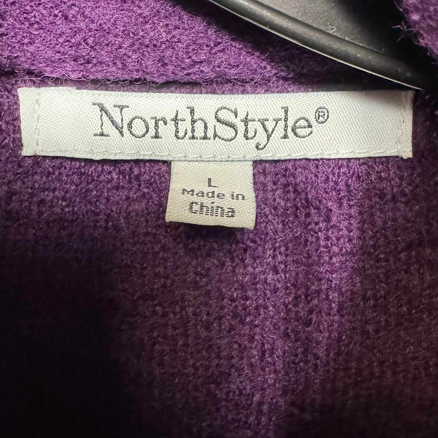 Lightweight Boiled Wool Crossover Coat With Decorative Clip By Northstyle In Purple, Size: L