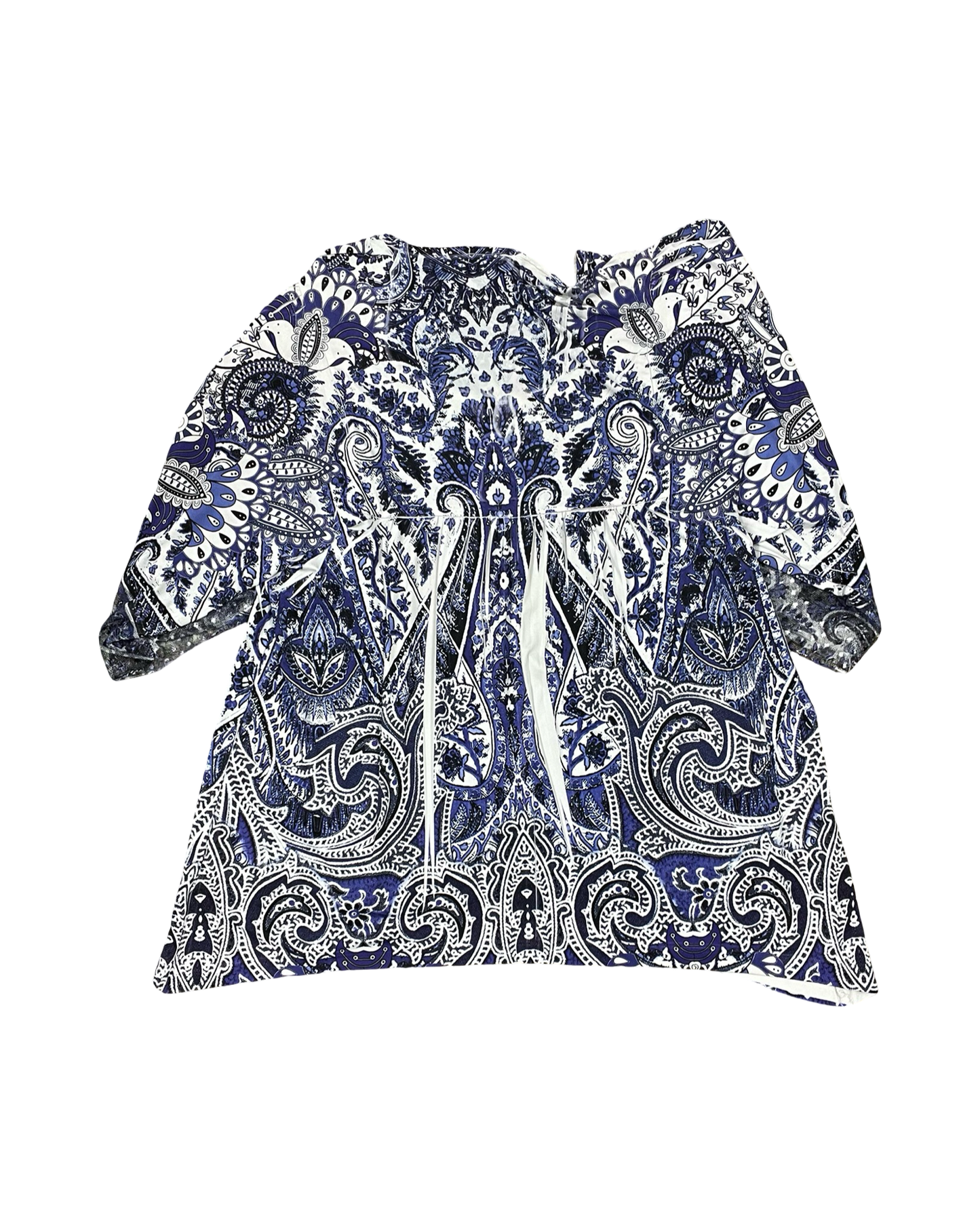 Top 3/4 Sleeve By Live And Let Live In Blue & White, Size:L