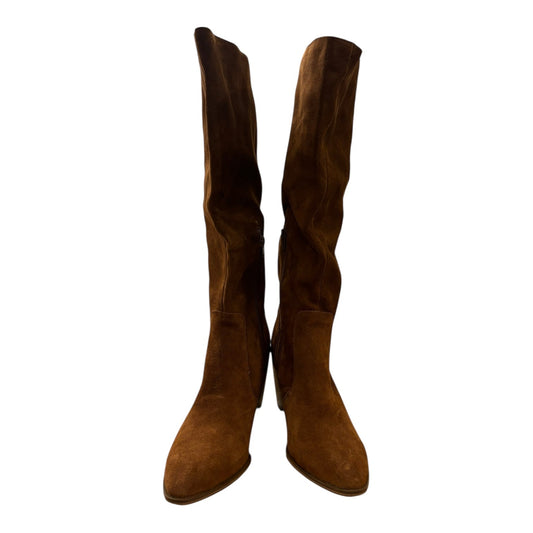 Boots Knee Heels By Steve Madden In Brown, Size:9.5