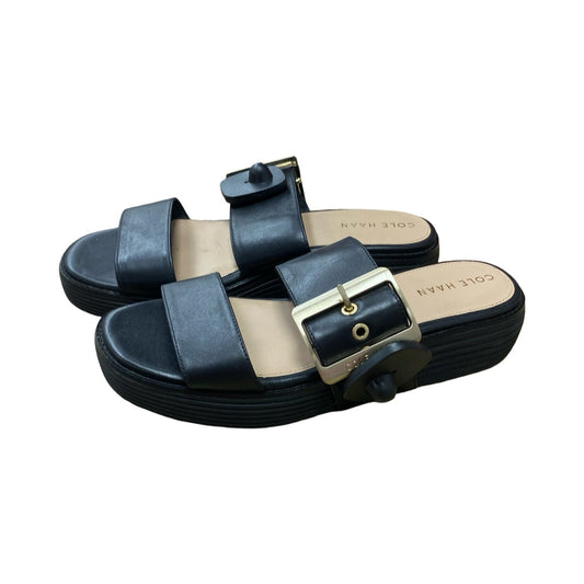 Sandals Heels Wedge By Cole-Haan In Black, Size:7