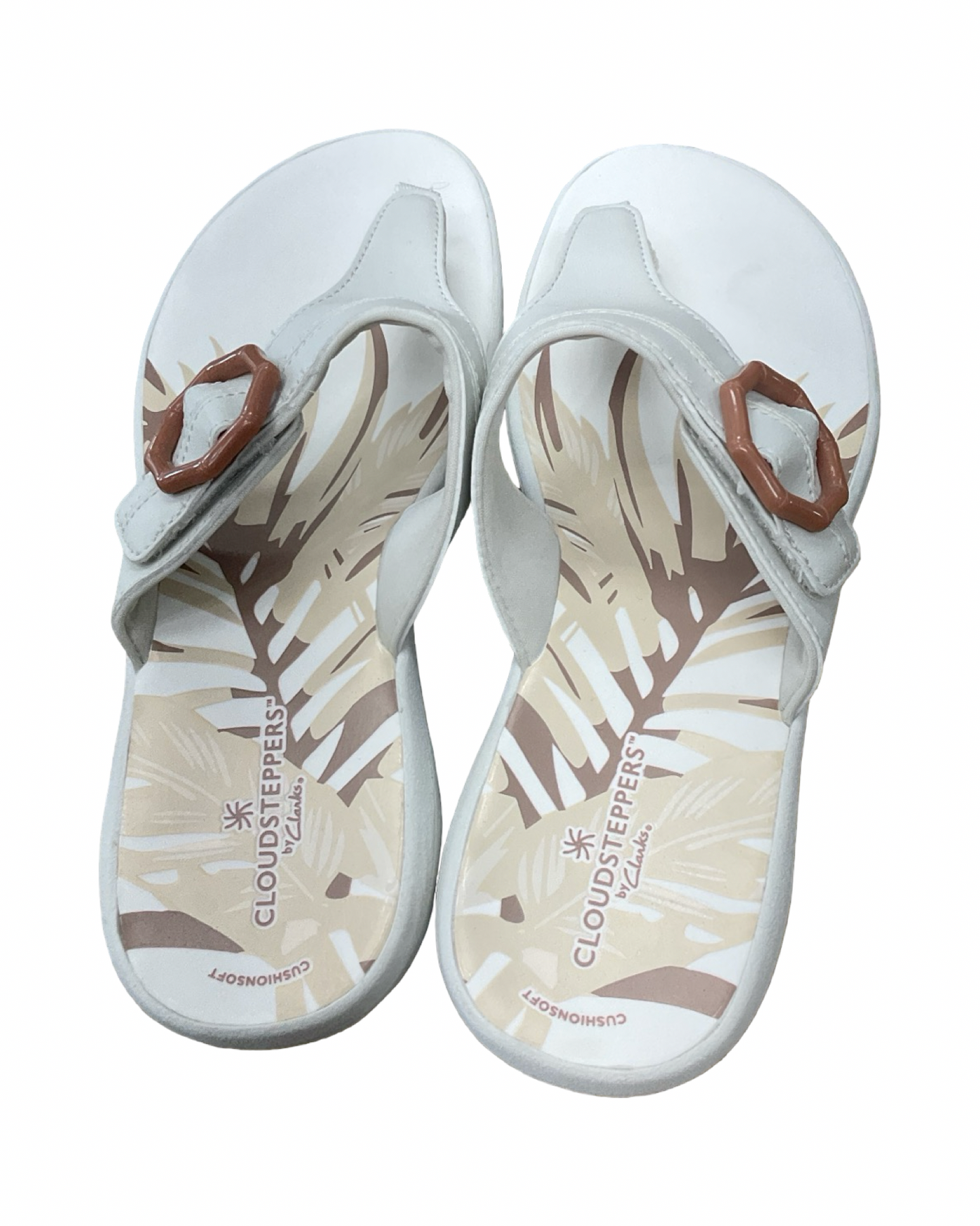 Sandals Flip Flops By Clarks In White, Size:10