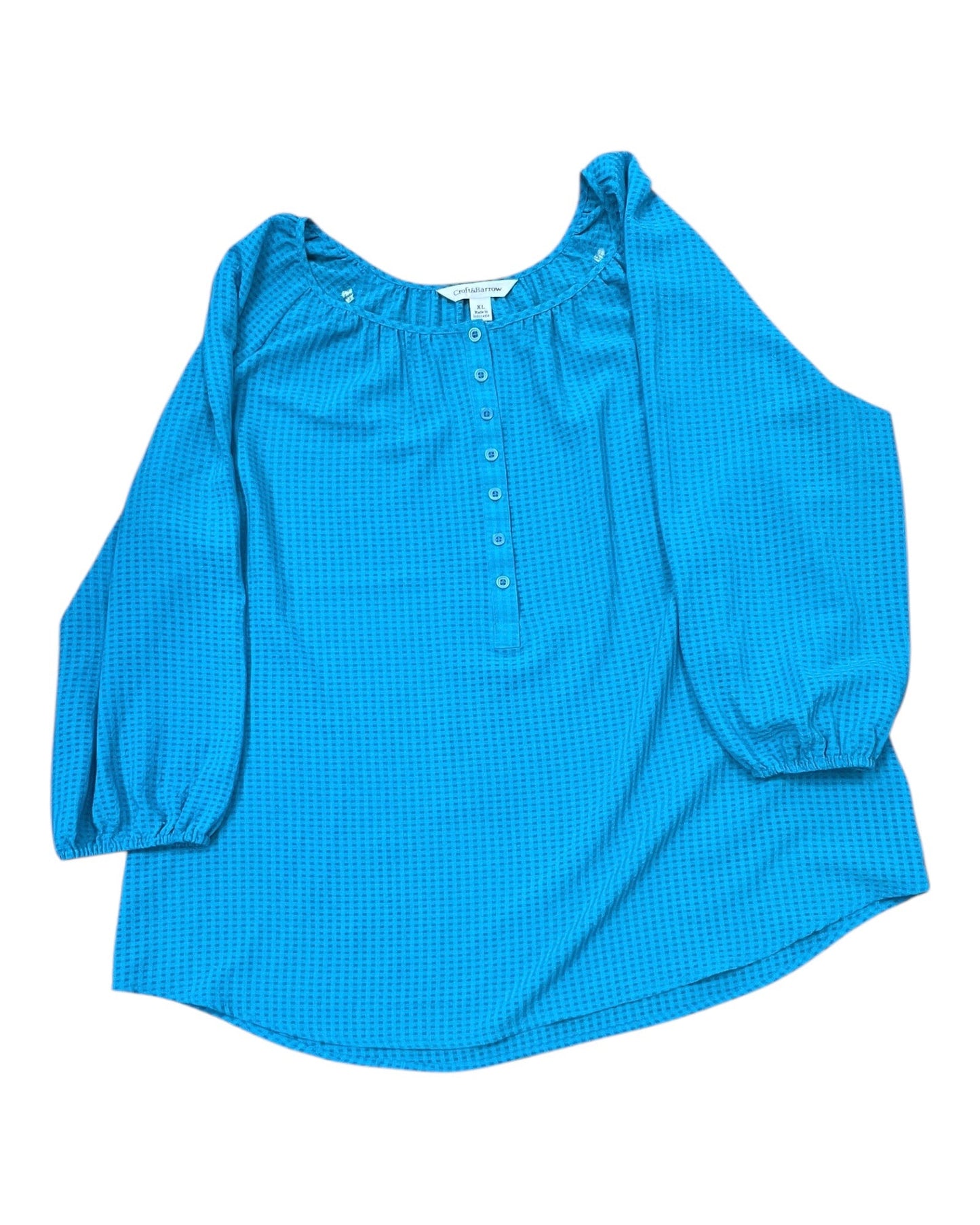 Top 3/4 Sleeve By Croft And Barrow In Teal, Size:Xl