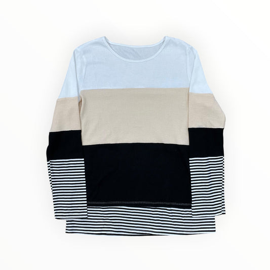 Top Ls By Clothes Mentor In Tan & White, Size:L