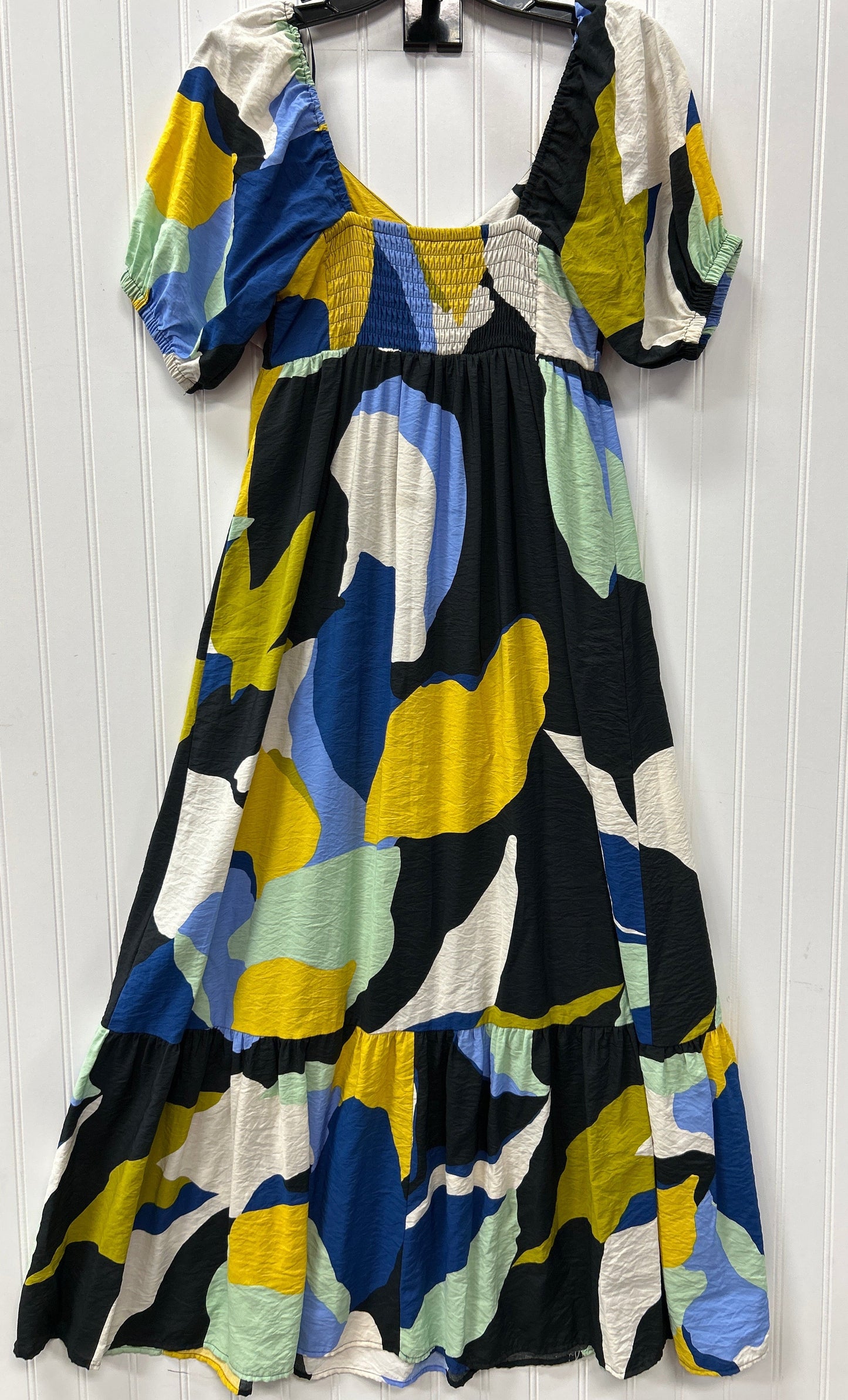 Dress Casual Maxi By Nine West In Blue & Yellow, Size:Xs