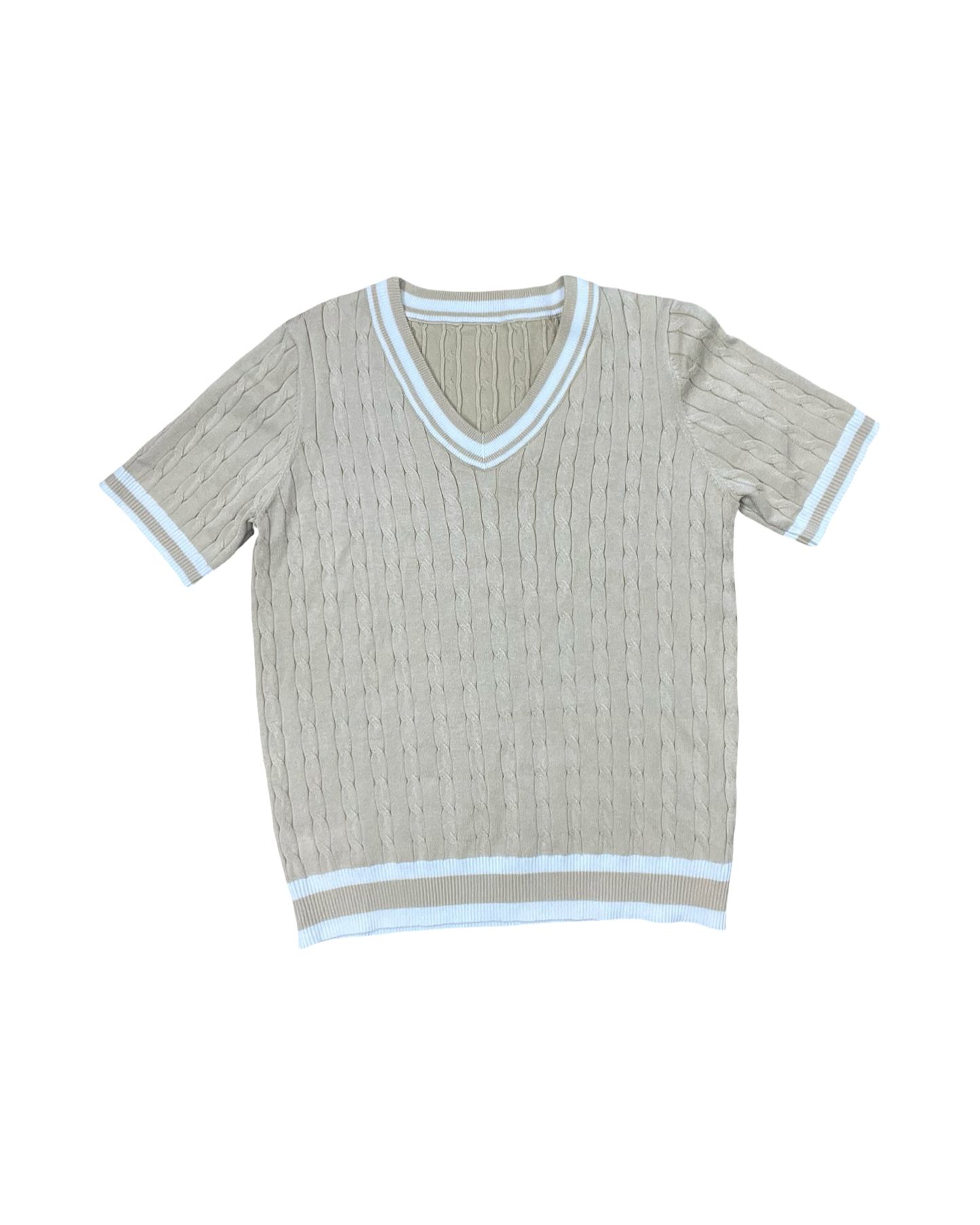 Top Ss By Clothes Mentor In Cream & Tan, Size:L