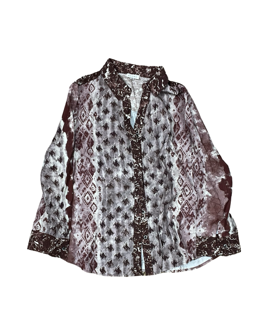 Blouse Ls By Adore In Brown, Size:M