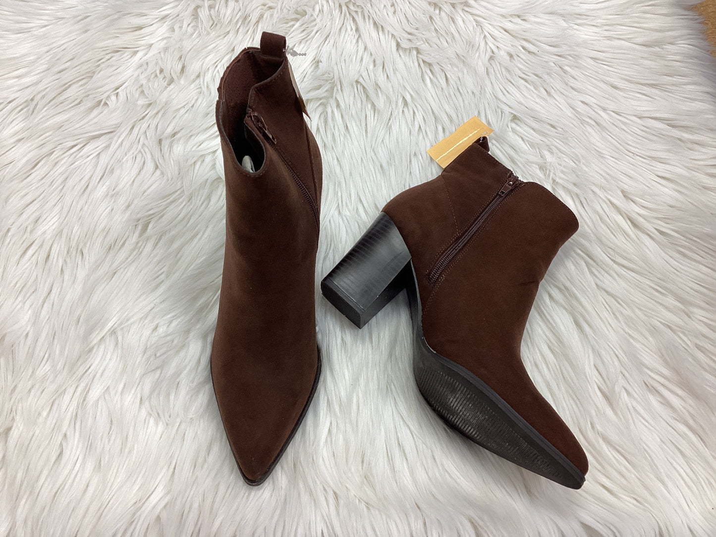 Boots Ankle Heels By Just Fab In Brown, Size:8