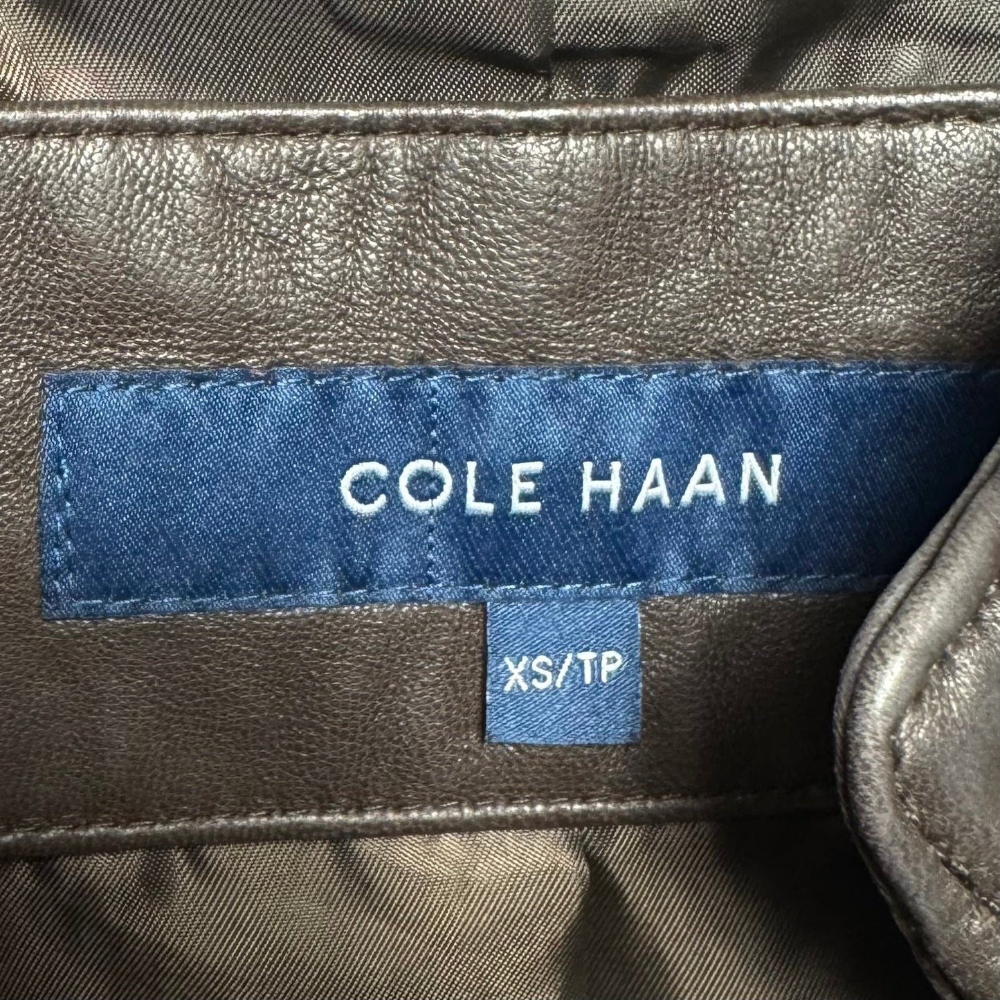 Jacket Moto Leather By Cole-haan In Brown, Size: Xs