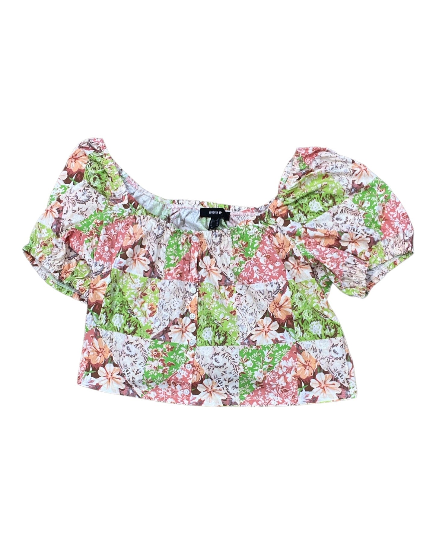 Top Ss By Forever 21 In Green & Tan, Size:1X