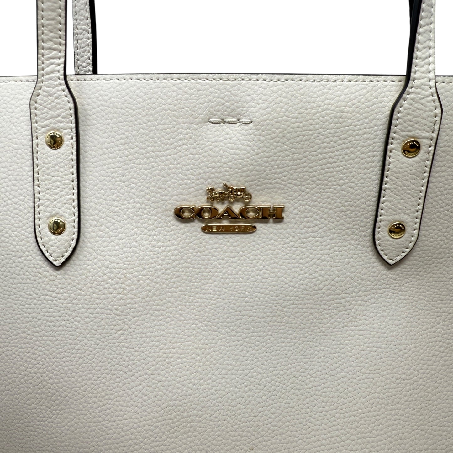 Leather Town Tote Designer By Coach, Size: Large