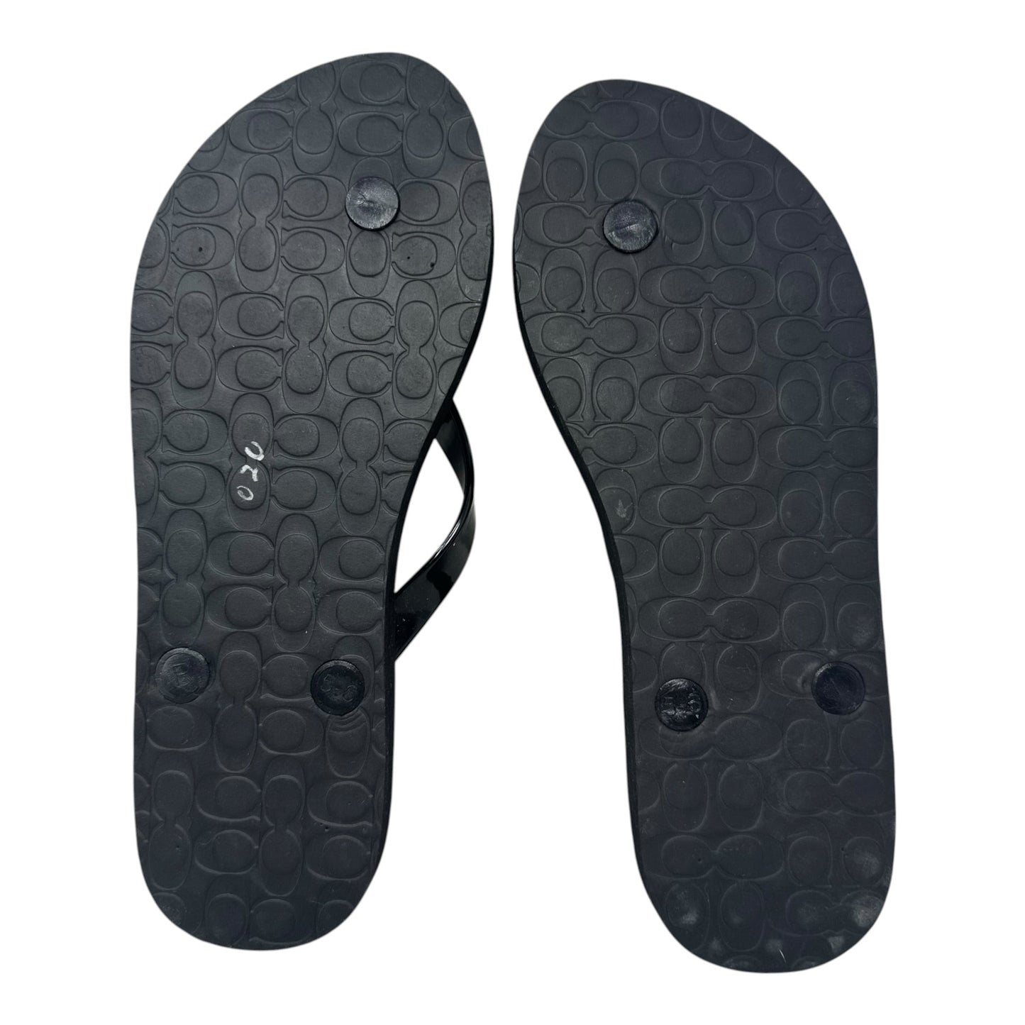 Abbigail Rubber Flip Flop Sandals Designer By Coach In Black, Size: 5