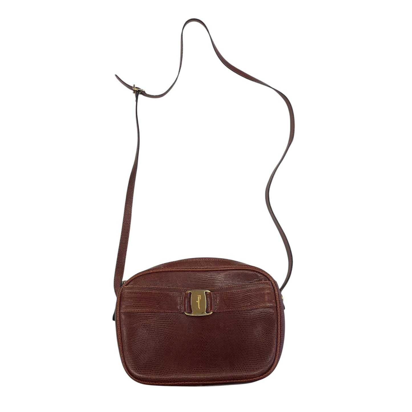 Crossbody Luxury Designer By Ferragamo In Brown, Size:Small