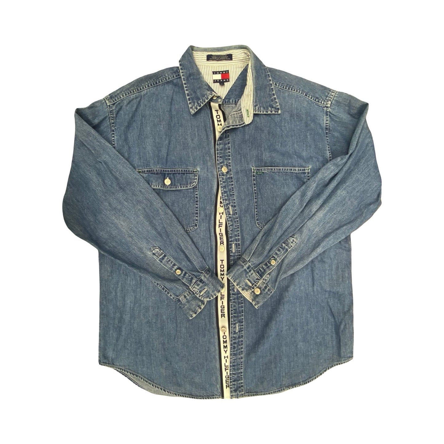Top Ls By Tommy Hilfiger In Blue Denim, Size:L