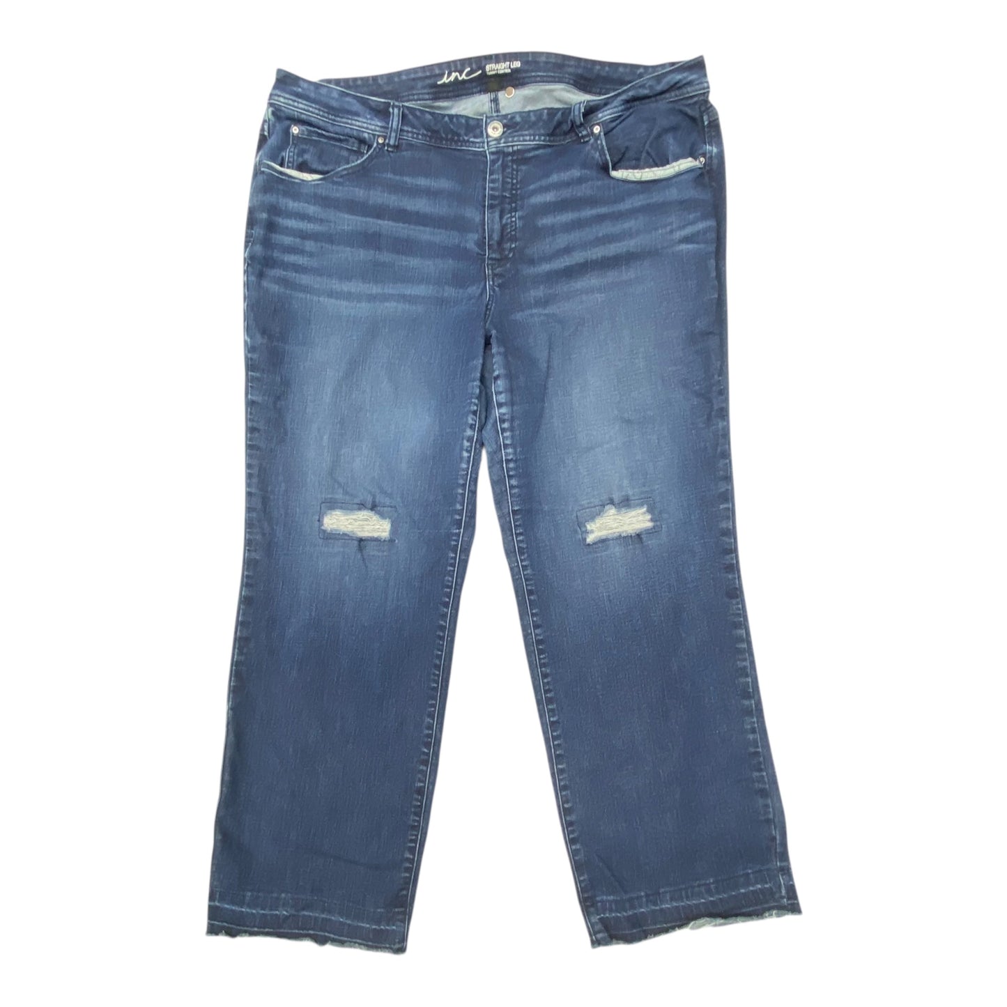 Jeans Straight By Inc In Blue Denim, Size:22
