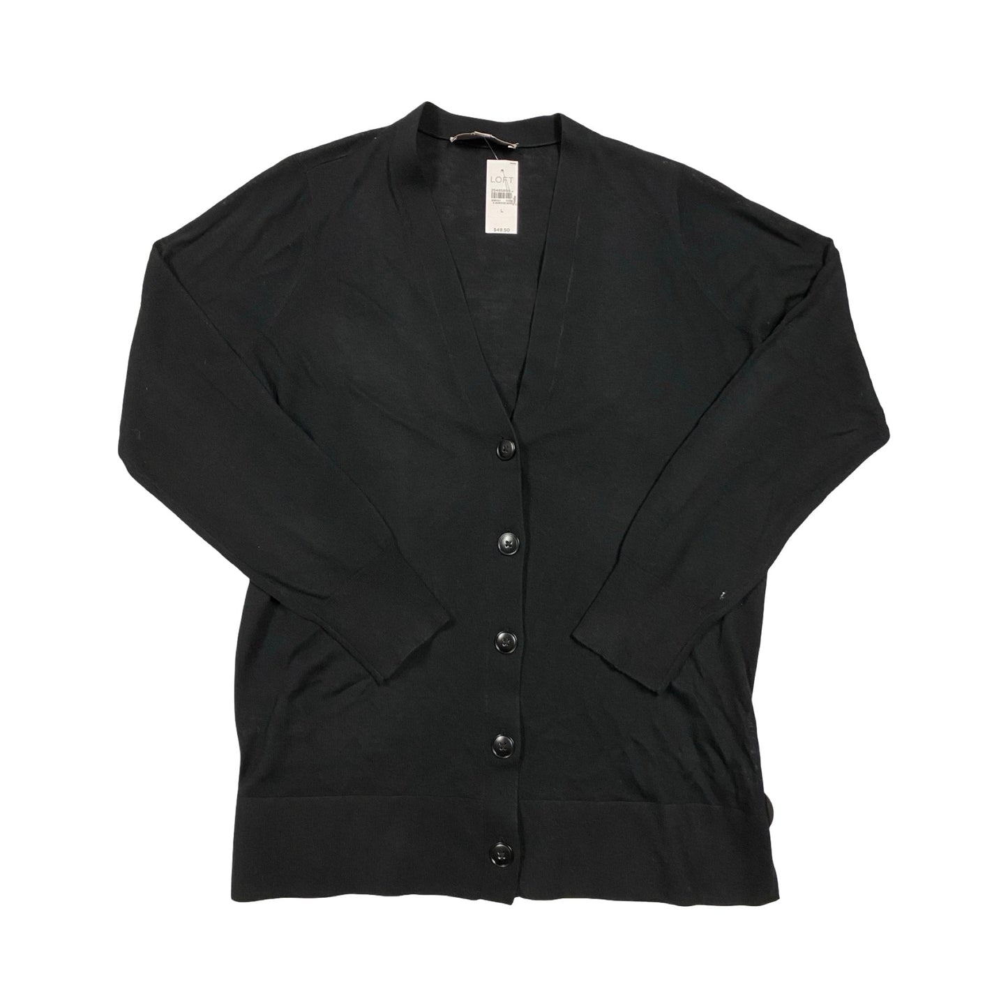 Sweater Cardigan By Loft In Black, Size:L