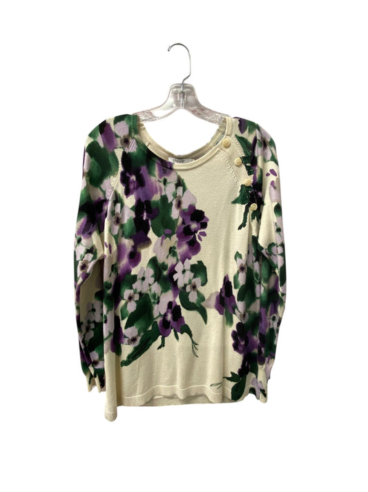 Sweater By Chicos In Cream & Purple, Size:2X