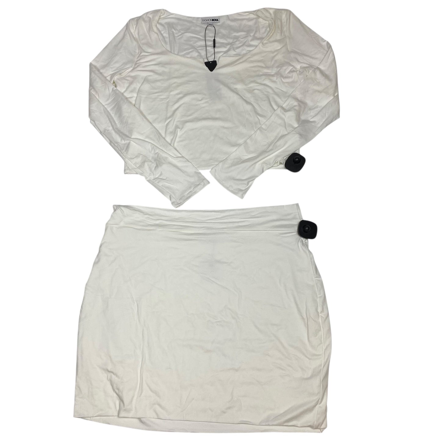 Skirt Set 2Pc By Fashion Nova In White, Size:2X