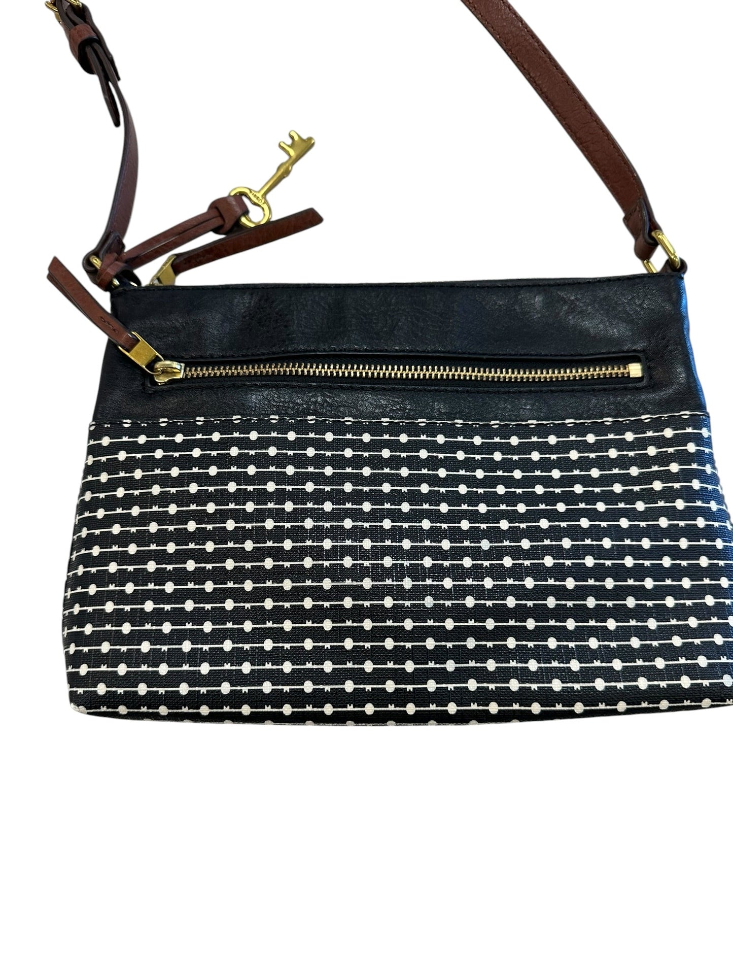 Crossbody By Fossil In Black & White, Size:Medium
