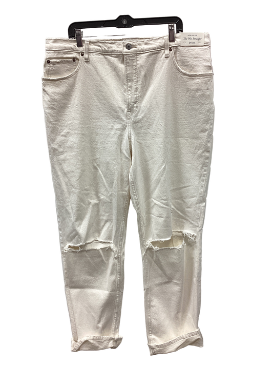 Jeans Wide Leg By Abercrombie And Fitch In Cream Denim, Size:18