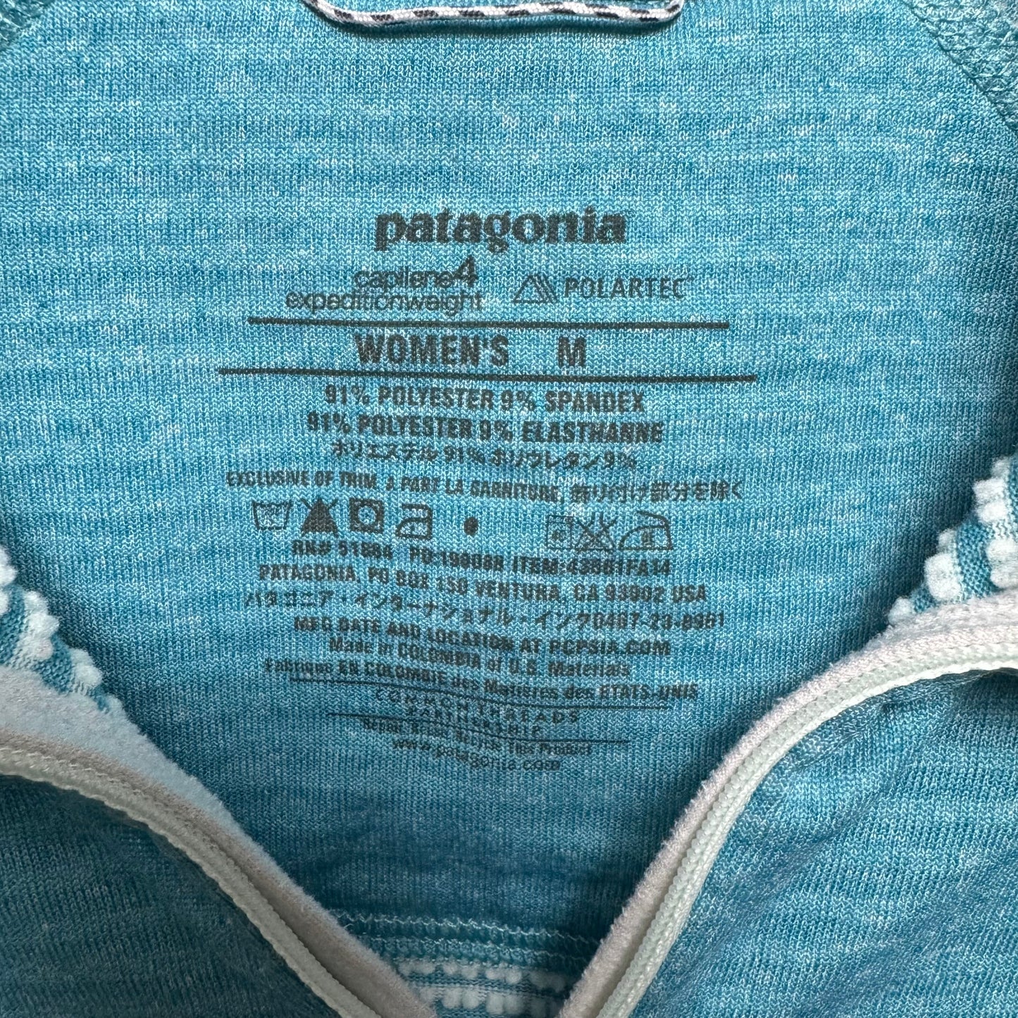 Athletic Top Long Sleeve Collar By Patagonia In Aqua, Size: M