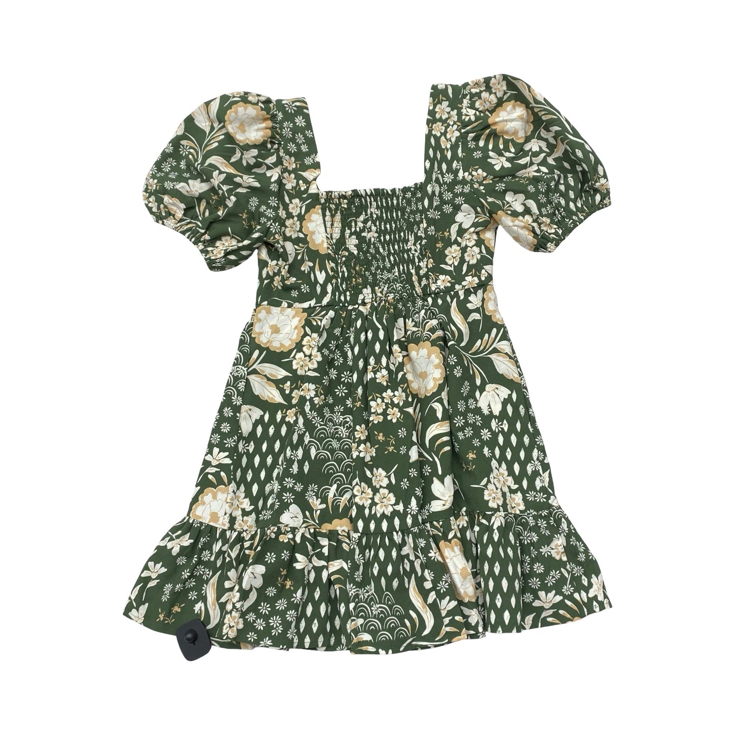 Dress Casual Short By Sugar Lips In Green & Tan, Size:S