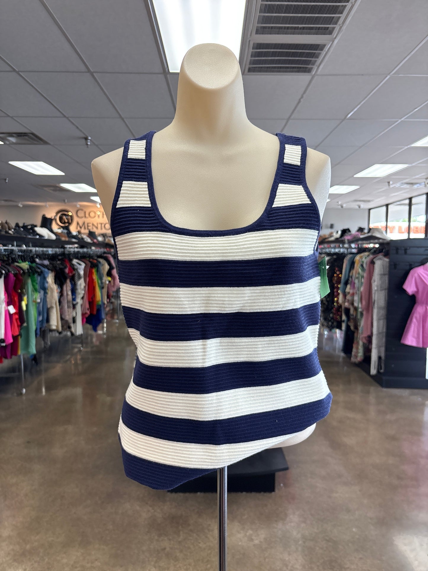 Top Sleeveless By Marled In Blue & White, Size:M