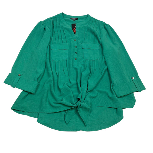 Top 3/4 Sleeve By Cocomo In Green, Size:2X