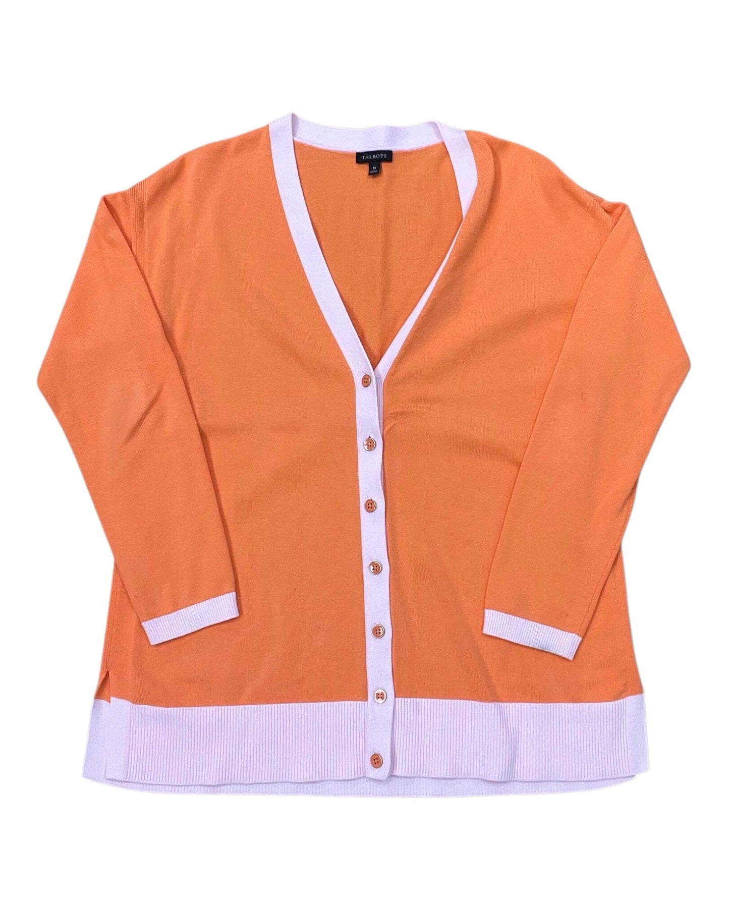 Cardigan By Talbots In Orange & Pink, Size:M