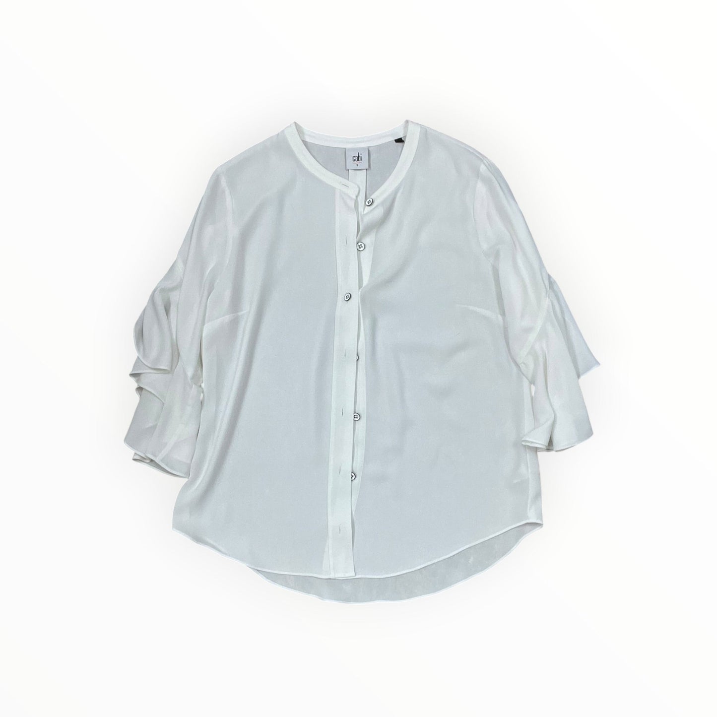Blouse 3/4 Sleeve By Cabi In White, Size:S