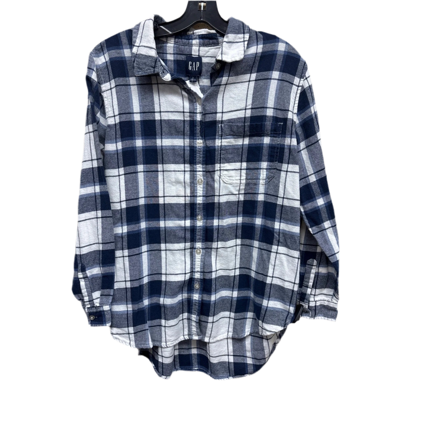 Top Long Sleeve By Gap In Plaid Pattern, Size: L