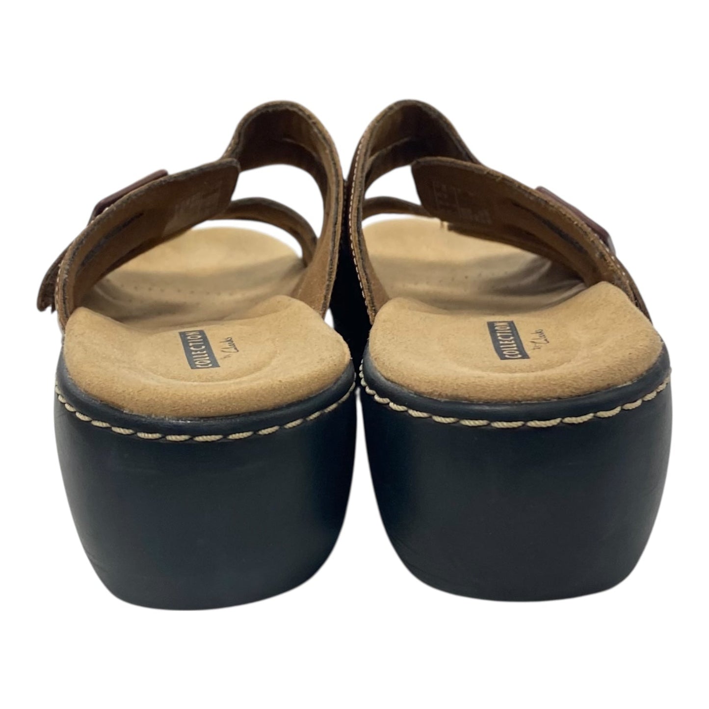 Sandals Heels Wedge By Clarks In Brown, Size:9