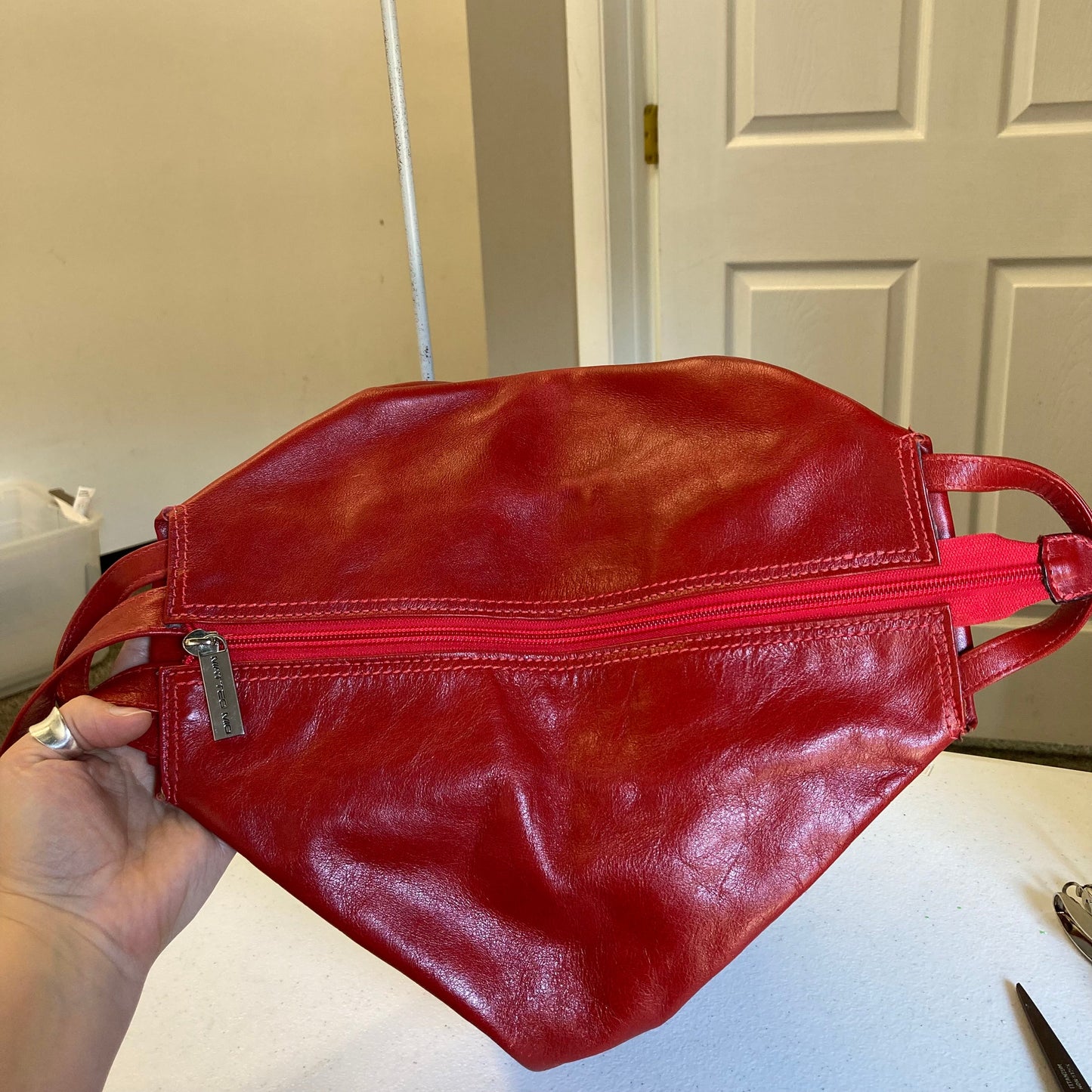 Backpack Leather By Matteo Mio In Red, Size:Small