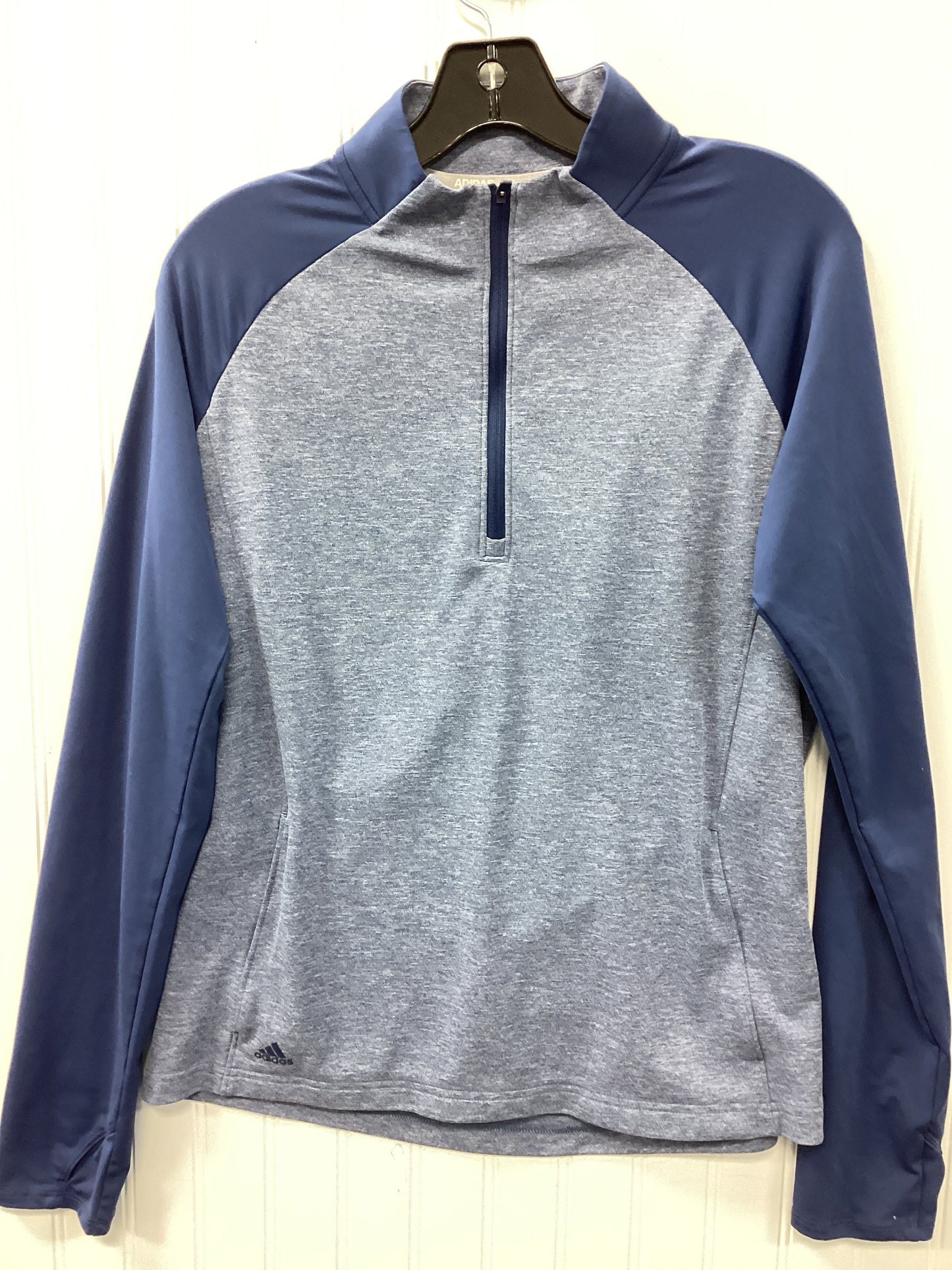 Athletic Top Ls Collar By Adidas In Blue, Size:M