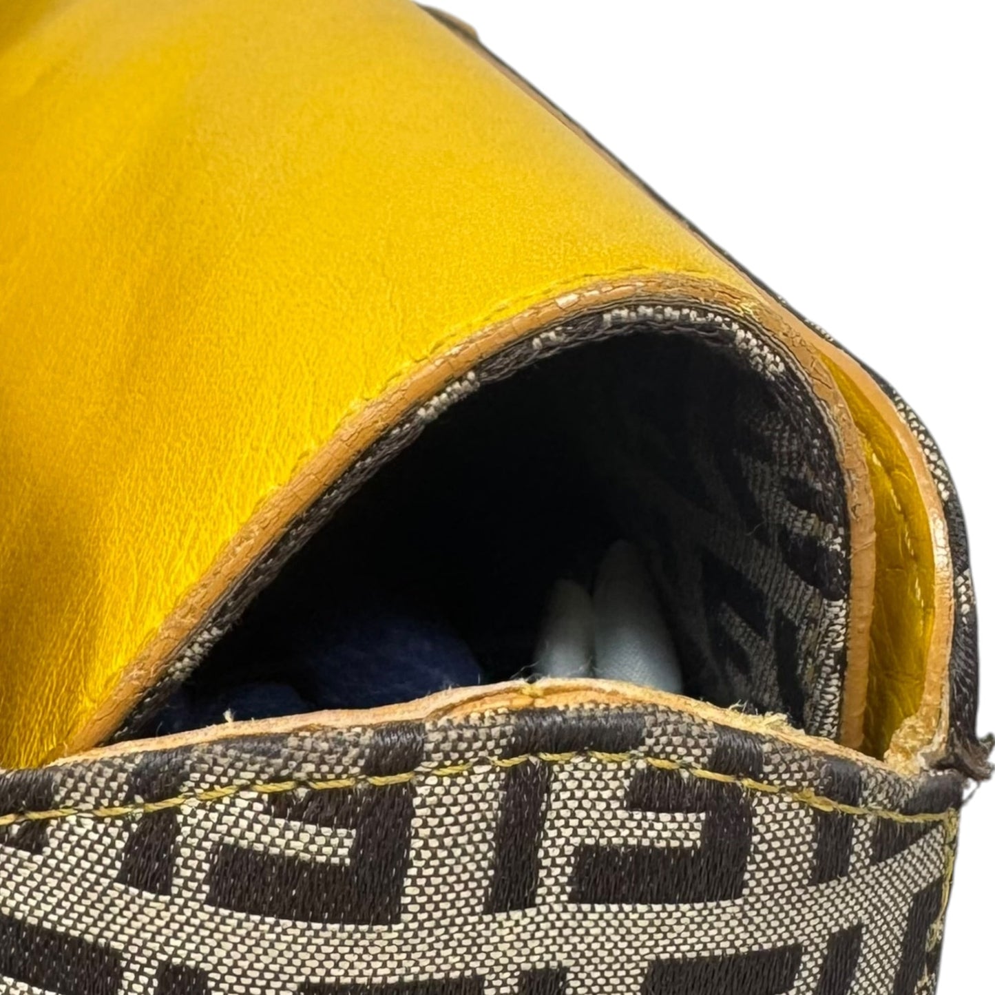 Zucchino Leather Trim Canvas Handbag Luxury Designer By Fendi, Size: Medium