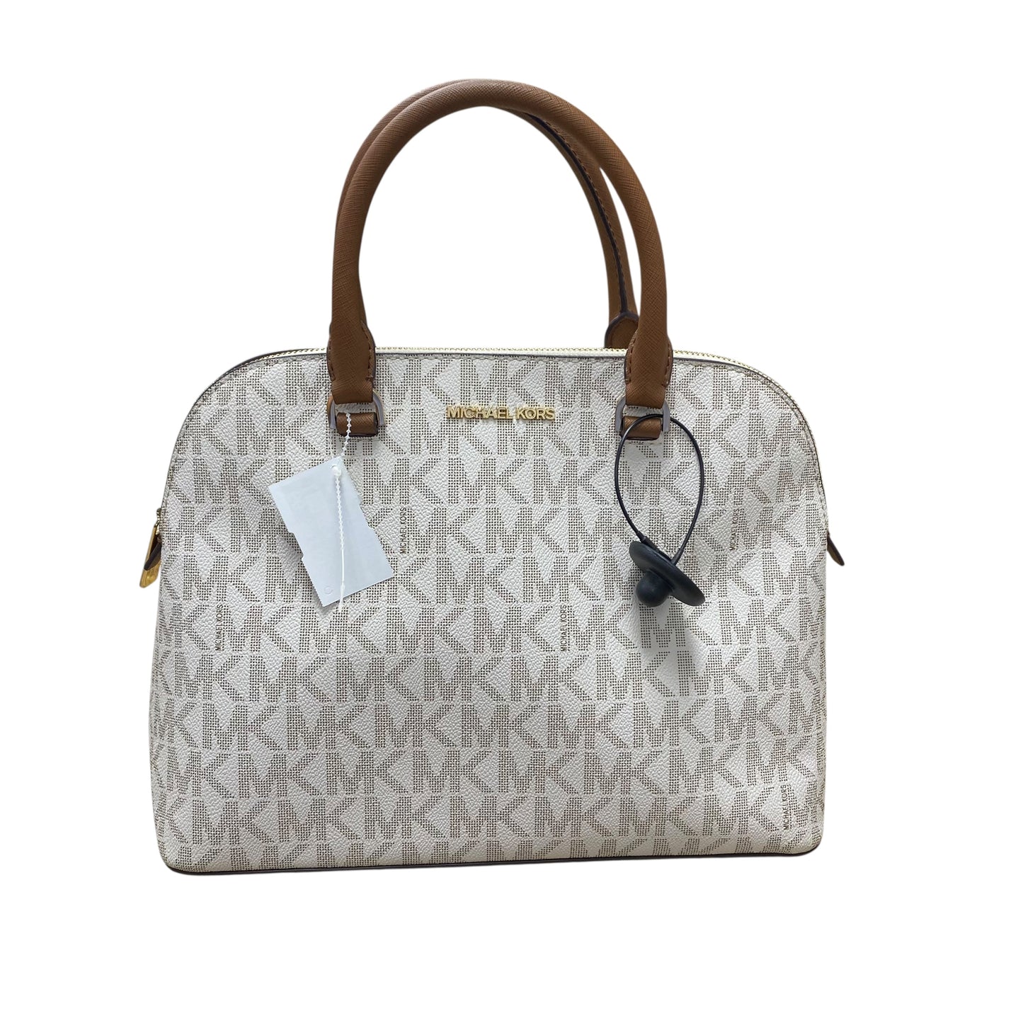 Handbag Designer By Michael Kors In Brown & White, Size:Large