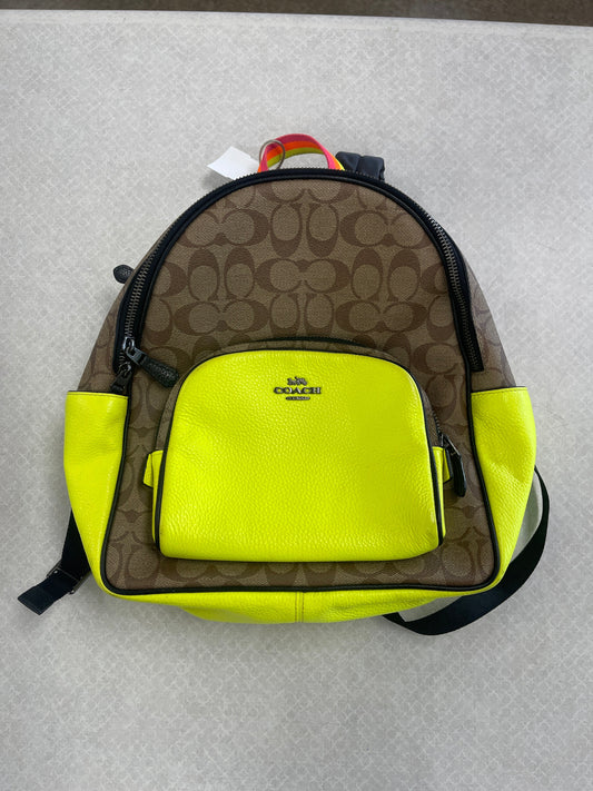 Backpack Designer By Coach In Green & Tan, Size:Medium