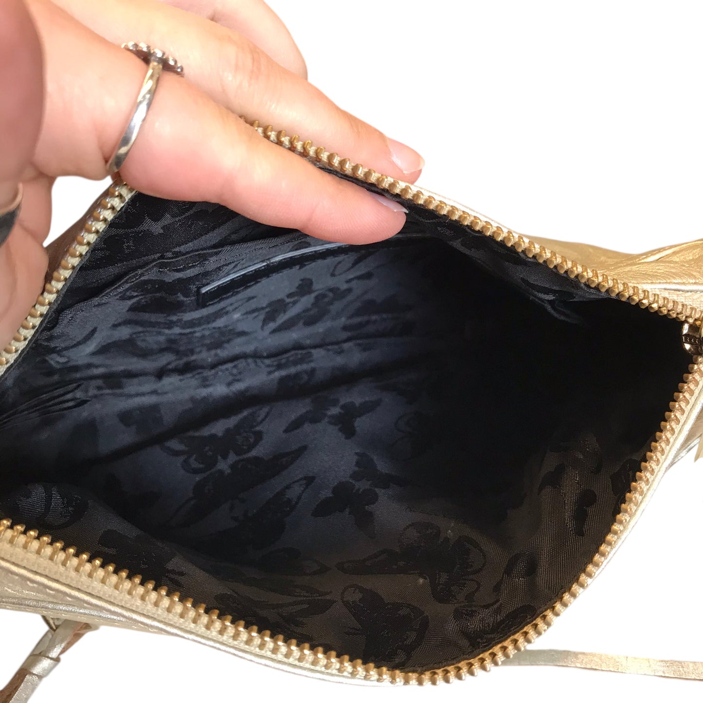 Crossbody Designer By Rebecca Minkoff In Gold, Size:Small