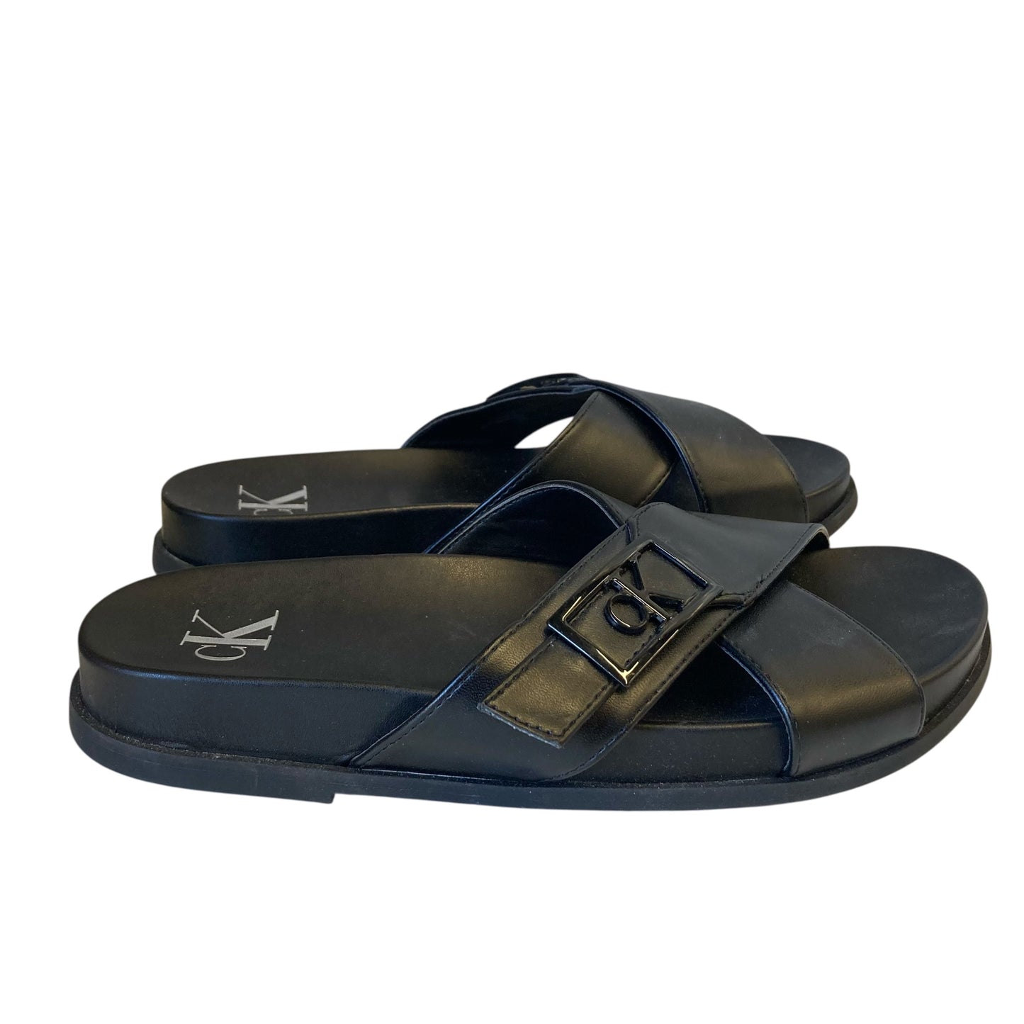 Sandals Flats By Calvin Klein In Black, Size:8