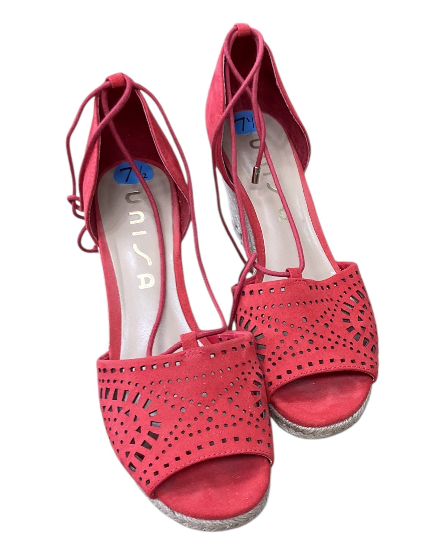 Sandals Heels Block By Unisa In Red, Size:7.5