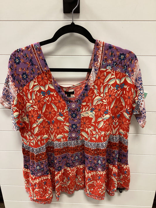 Top Ss By Coco And Carmen In Orange & Purple, Size:Xl