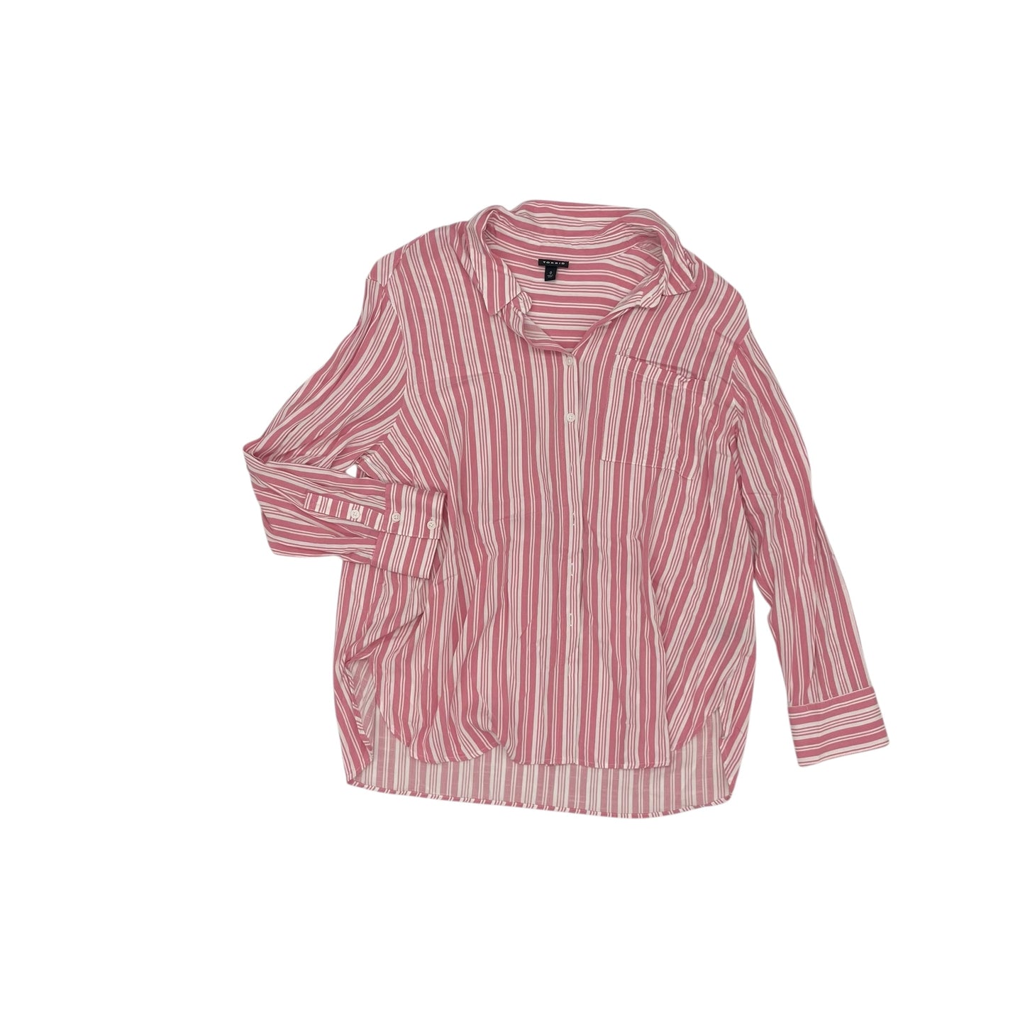 Blouse Ls By Torrid In Pink & White, Size:L