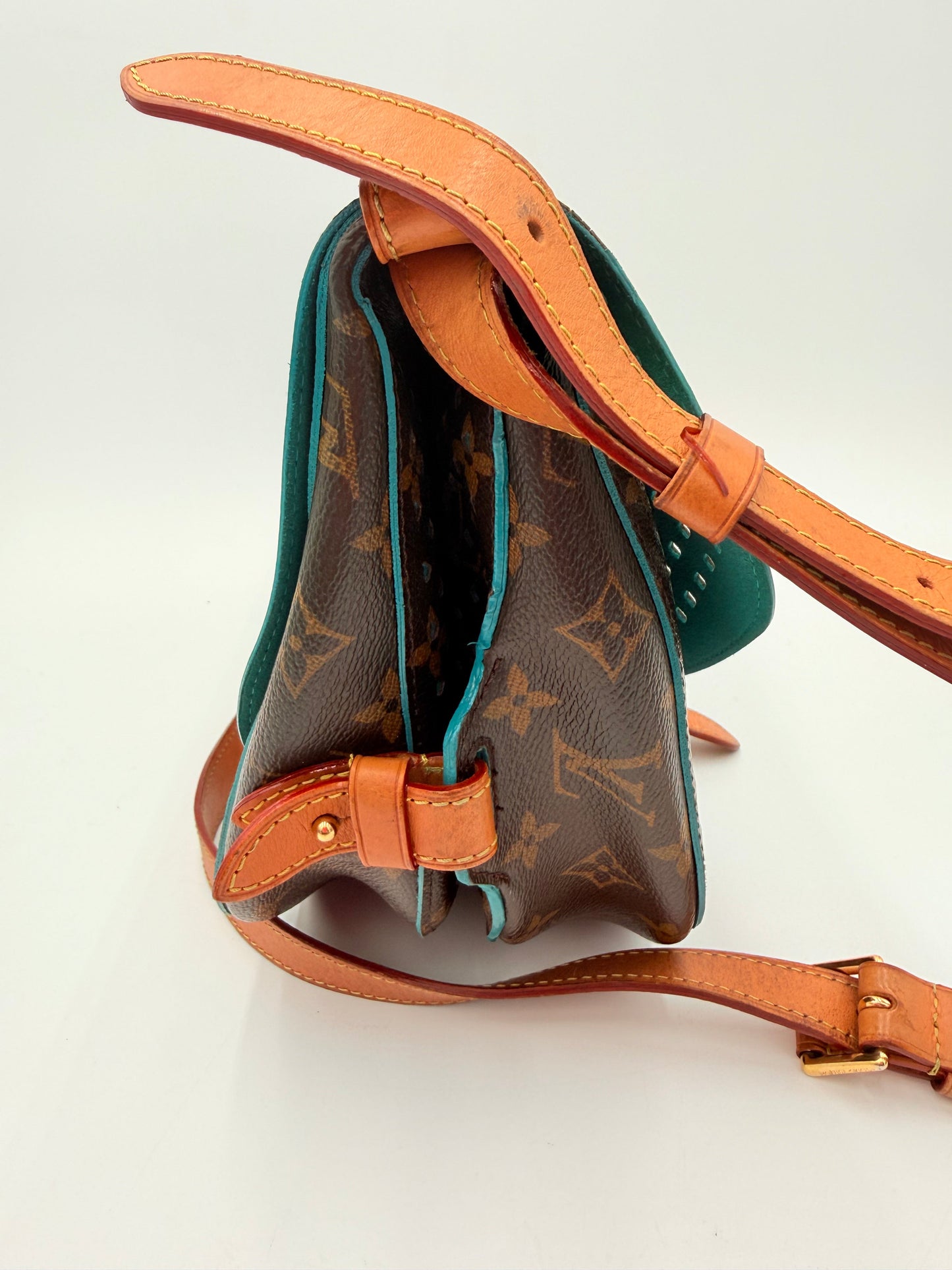 Crossbody Luxury Designer By Louis Vuitton In Blue & Brown, Size:Medium