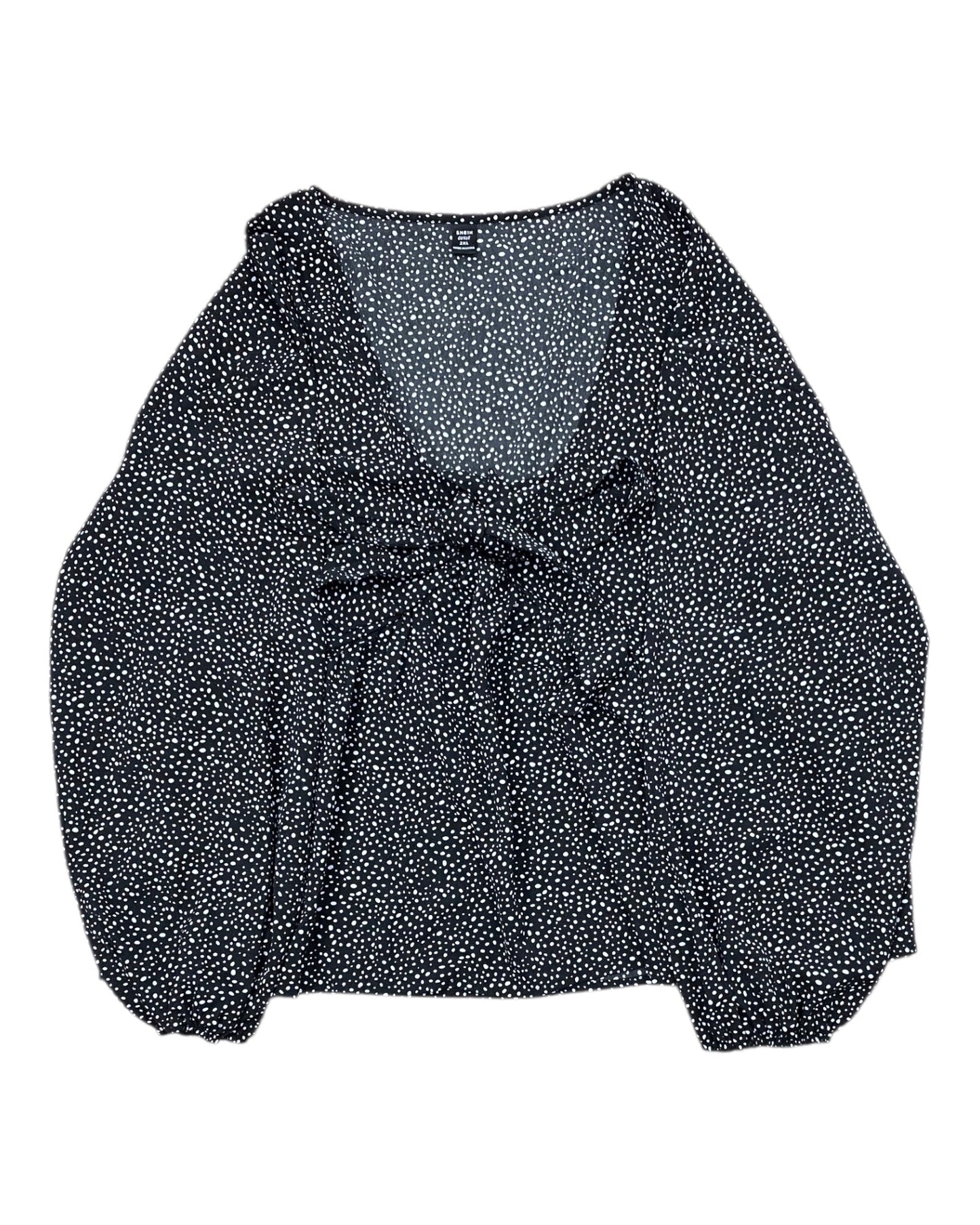 Top Ls By Shein In Black & White, Size:2X