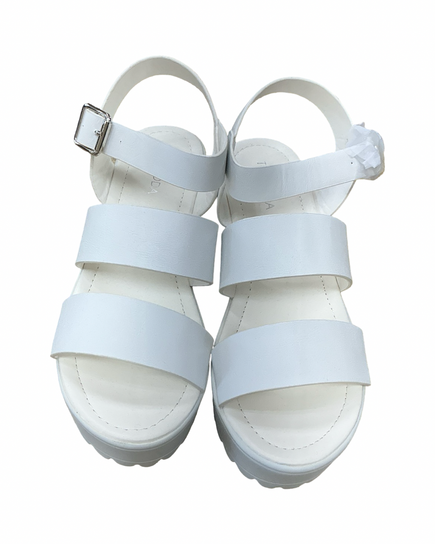 Sandals Heels Block By Top Moda In White, Size:8